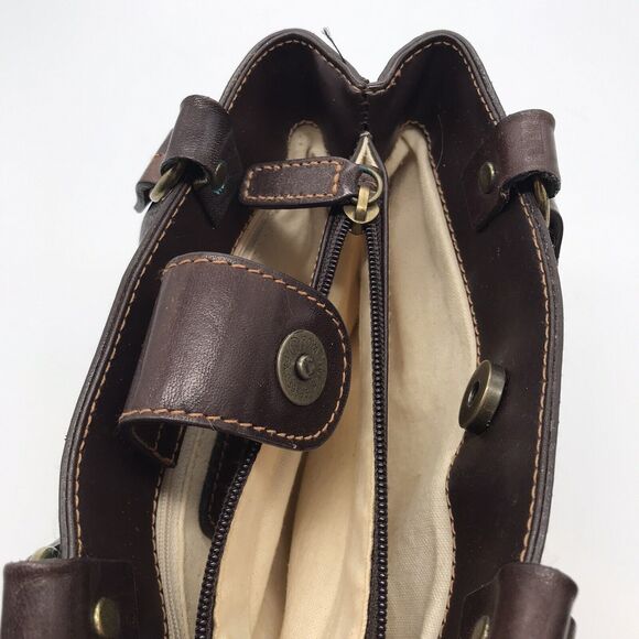 Vintage Fossil Brown Wicker Weave Double Handle Purse 78082 Inside Zip Pocket - Picture 13 of 15